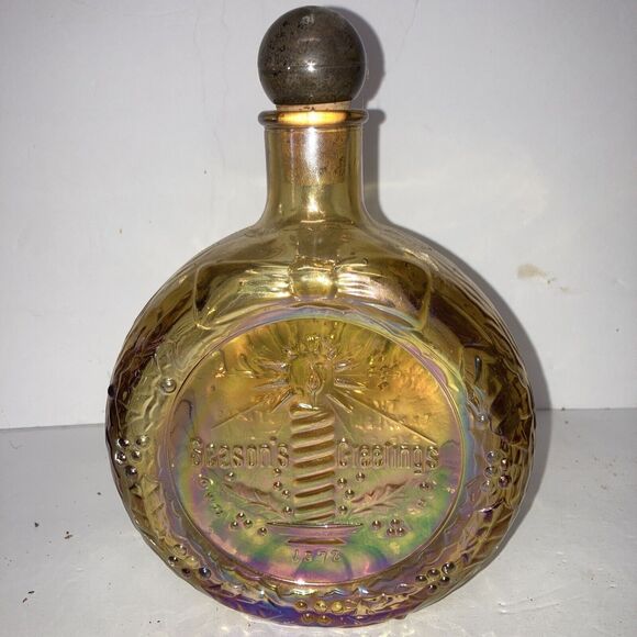VTG Empty 1972 WHEATON GLASS CHRISTMAS DECANTER CANDLE FIRST EDITION USA - Picture 1 of 6